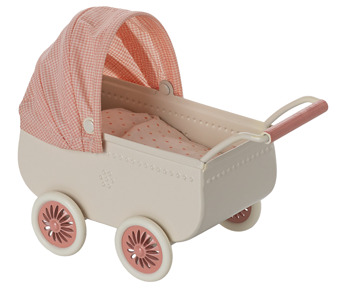 Maileg Pram, Mouse, Coral