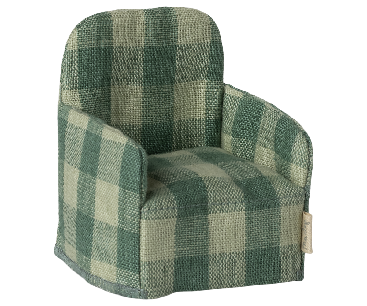 *PRE-ORDER* - Maileg Folding Chair, Mouse, Check Green - *ESTIMATED ARRIVAL MID MAY 2025