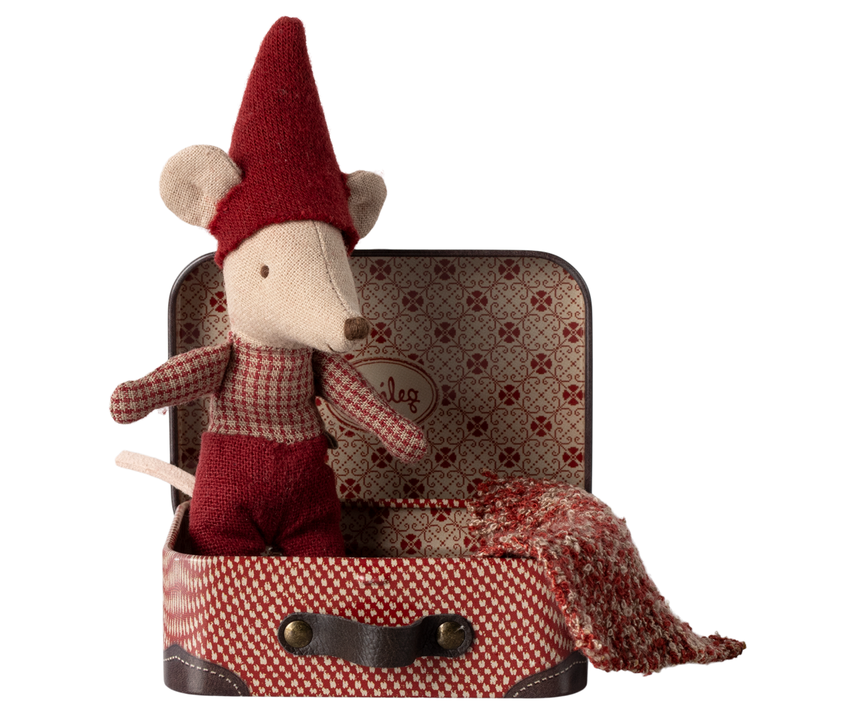 Maileg Christmas Mouse, Baby In Suitcase