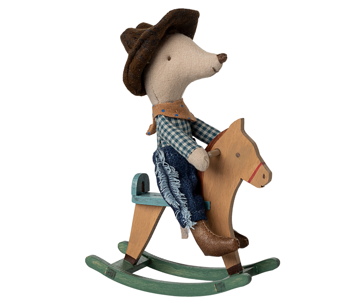 Maileg Cowboy Mouse On Rocking Horse, Little Brother