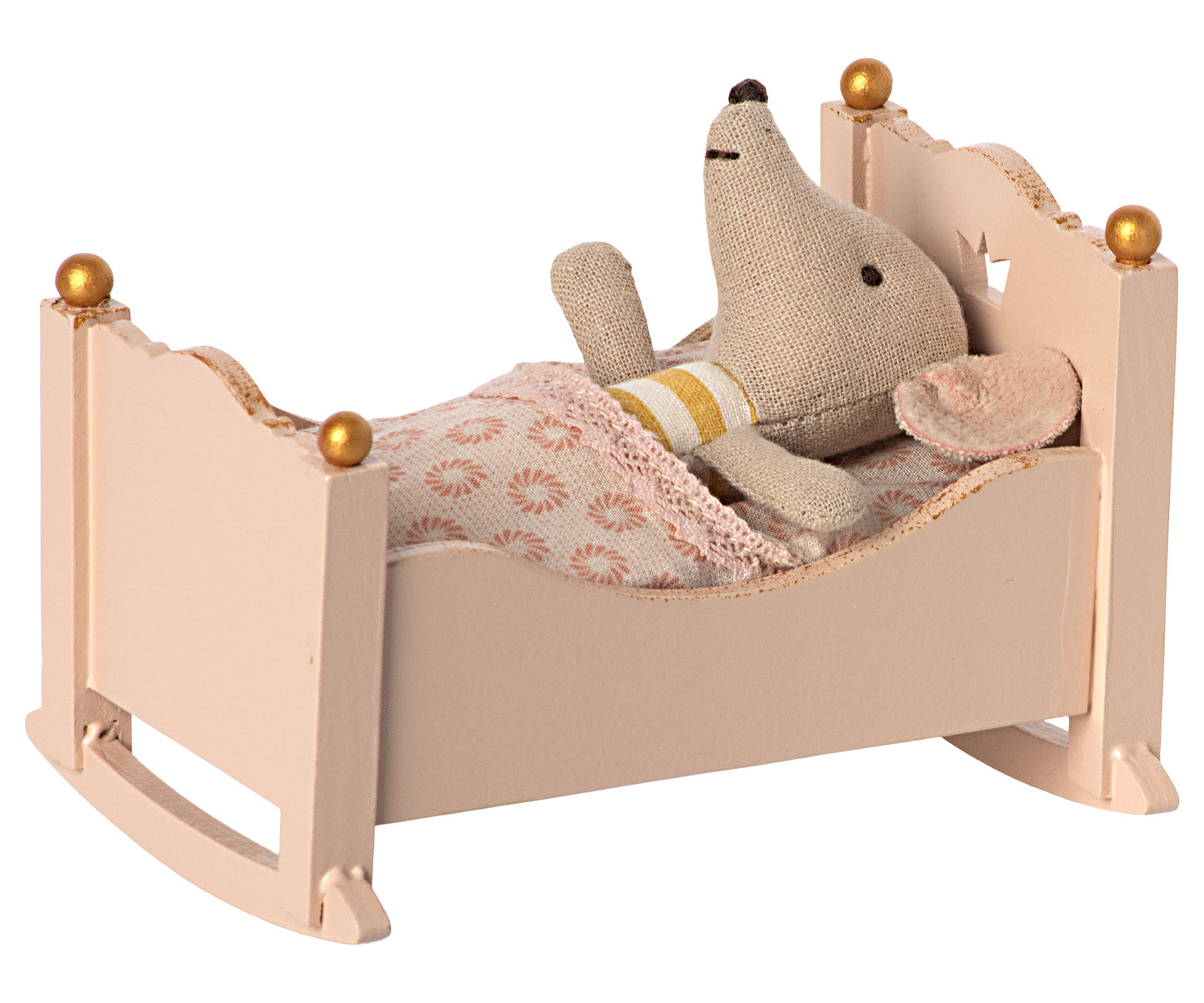 *EX-PROP, NO BOX* - Maileg Cradle, Baby Mouse, Rose