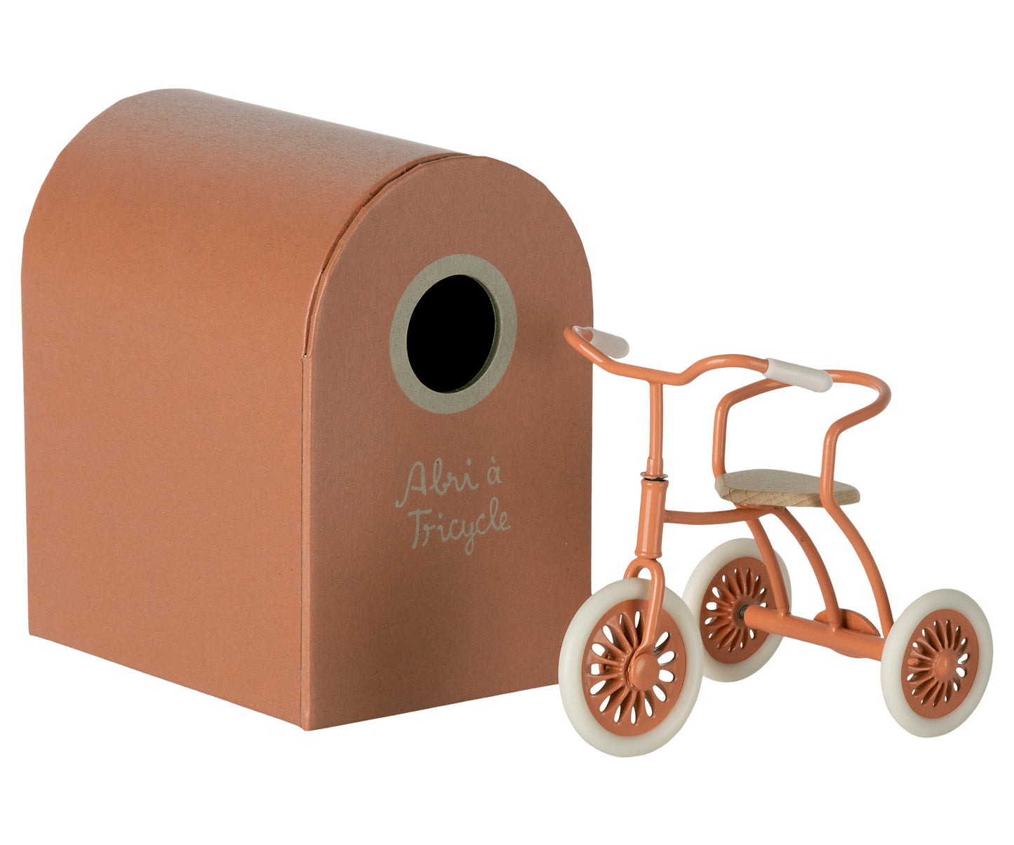 Maileg Abri A Tricycle, Mouse, Coral