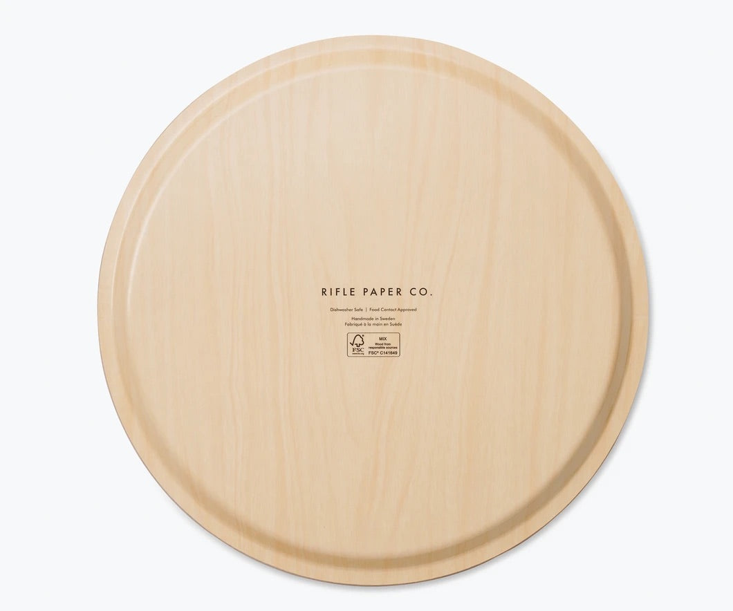 Rifle Paper Co. Strawberry Fields Round Bent Plywood Tray