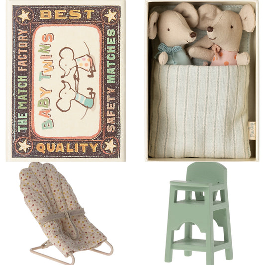 Maileg Twins, Baby Mice In Matchbox Set, Mint Bundle - Worth £49