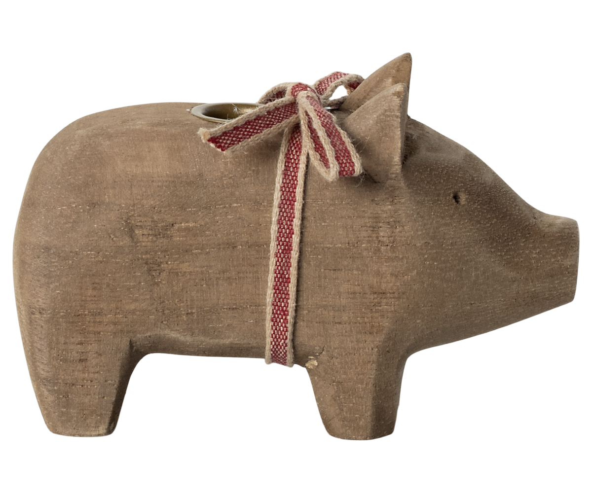 Maileg Candle Holder, Small Pig, Natural