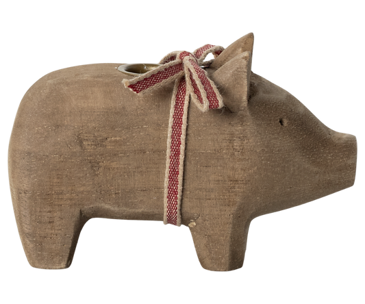 Maileg Candle Holder, Small Pig, Natural