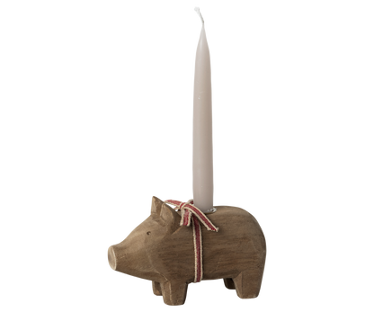 Maileg Candle Holder, Small Pig, Natural