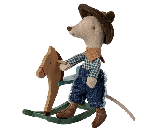 *PRE-ORDER* - Maileg Cowboy Mouse On Rocking Horse, Little Brother - *ESTIMATED ARRIVAL MID JUNE 2025*