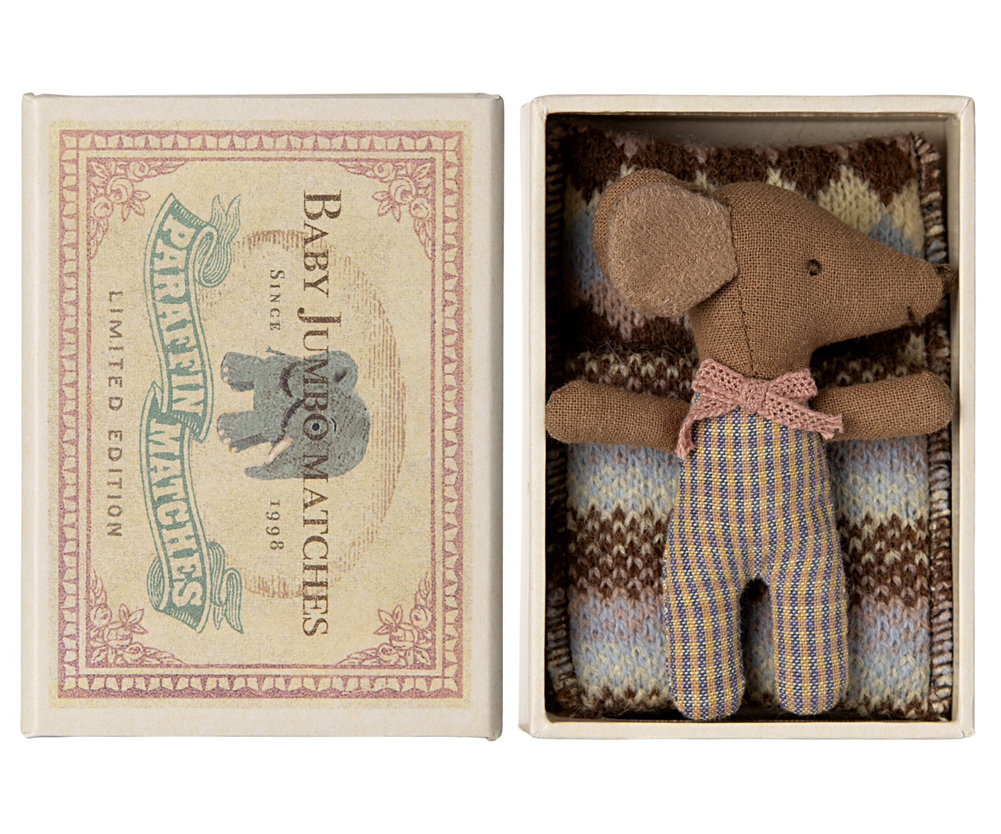 *PRE-ORDER* - Maileg Sleepy Wakey Baby Mouse In Matchbox, Rose - *ESTIMATED ARRIVAL EARLY APRIL 2024*