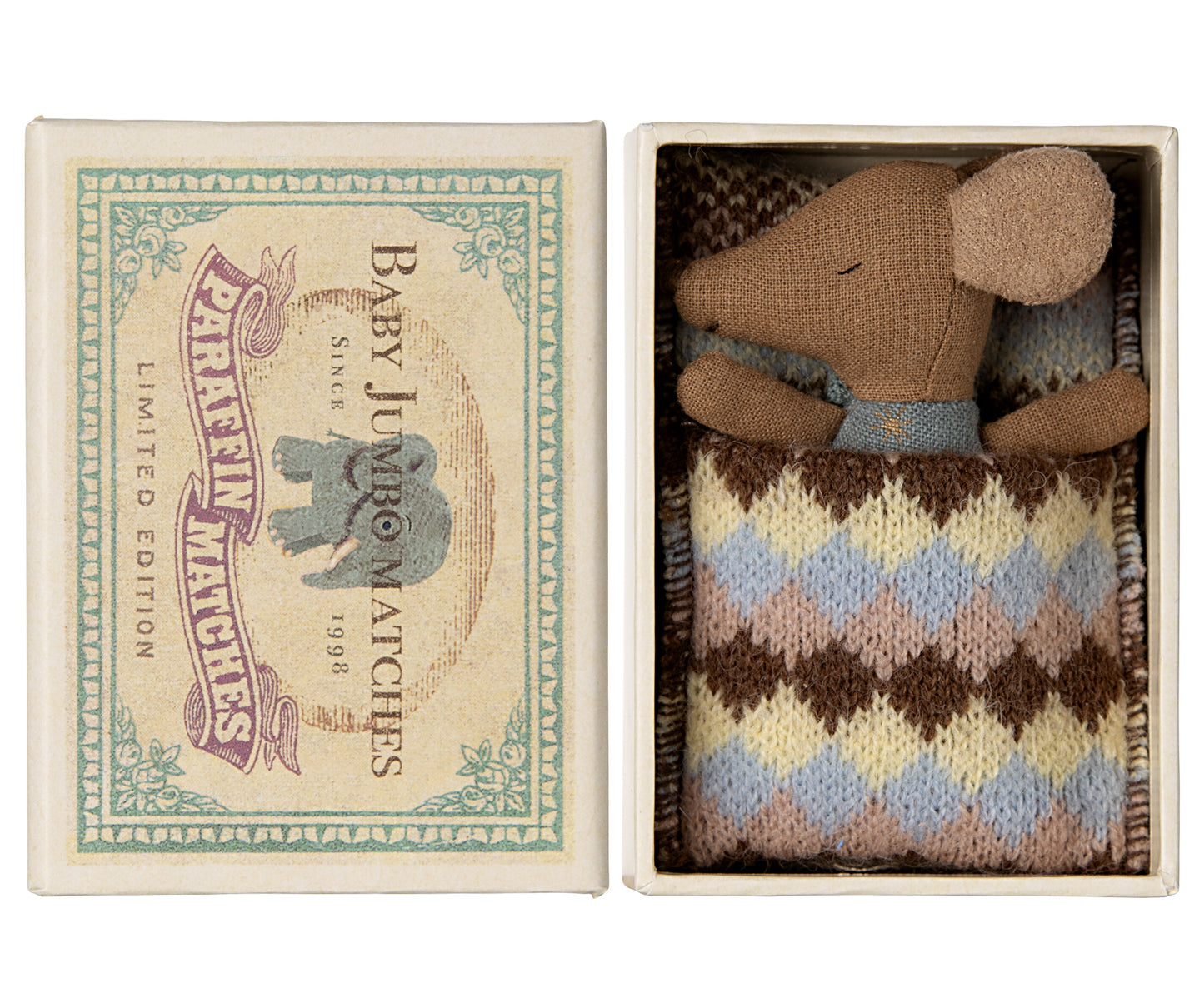 *PRE-ORDER* - Maileg Sleepy Wakey Baby Mouse In Matchbox, Blue - *ESTIMATED ARRIVAL EARLY APRIL 2024*