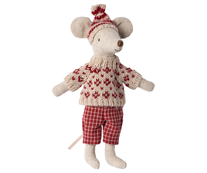 Maileg Winter Mum Mouse With Ski Set, Red