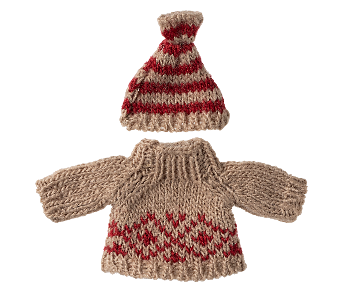 Maileg Knitted Sweater & Hat, Mum Mouse