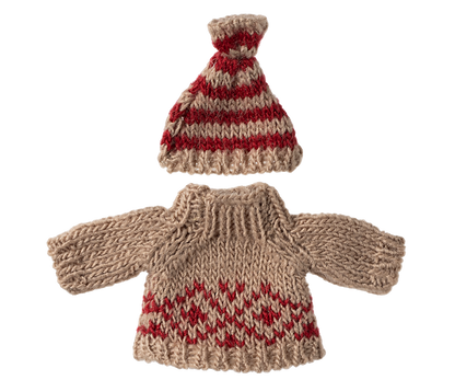 Maileg Knitted Sweater & Hat, Mum Mouse