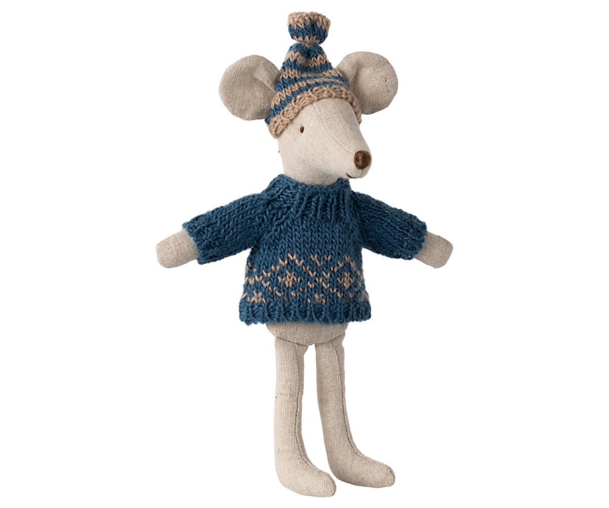 Maileg Knitted Sweater & Hat, Dad Mouse