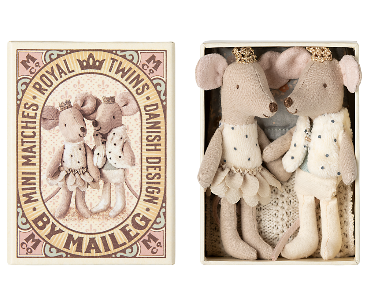 *PRE-ORDER* - Maileg Royal Twin Mice, Little Sister & Brother In Matchbox - *ESTIMATED ARRIVAL LATE JANUARY 2025*