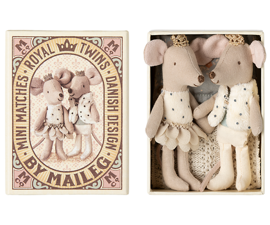 *PRE-ORDER* - Maileg Royal Twin Mice, Little Sister & Brother In Matchbox - *ESTIMATED ARRIVAL LATE JANUARY 2025*