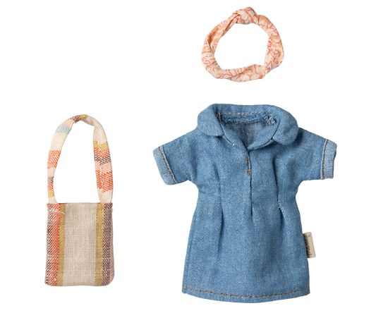 *PRE-ORDER* - Maileg Denim Dress & Bag, Mum Mouse - *ESTIMATED ARRIVAL MID MARCH 2025