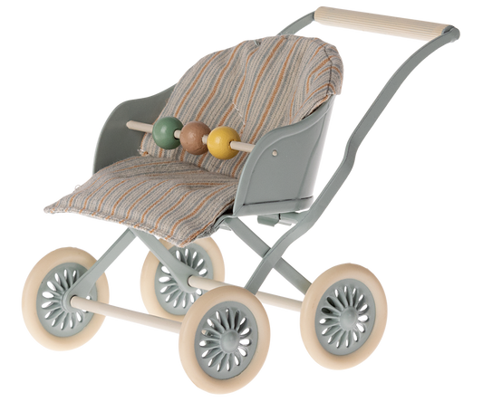 Maileg Stroller, Baby Mice, Blue