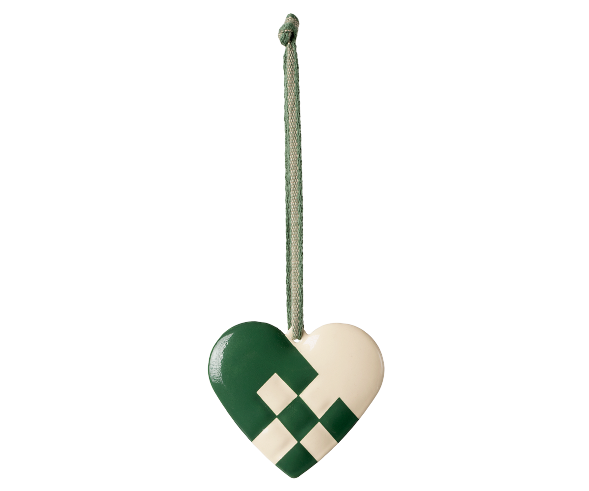 Maileg Metal Tree Ornament, Small Heart, Dark Green