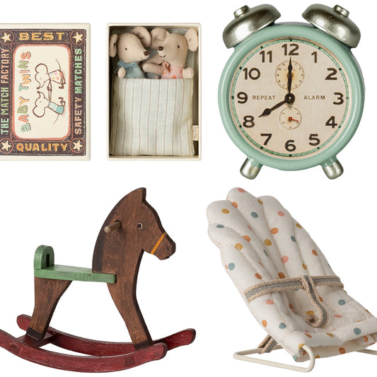 *FREE GIFT WRAPPING* - Maileg Twins, Baby Mice In Matchbox Playroom Set (Mint) Bundle - Worth £67.50