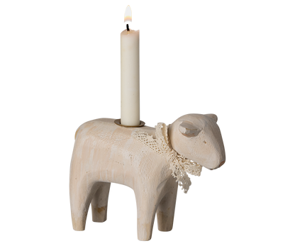 Maileg Candle Holder, Lamb, Off White