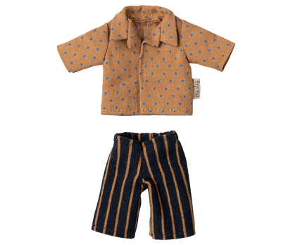 Maileg Dad Mouse, Light Brown & Shirt & Striped Pants Bundle - Worth £39.25
