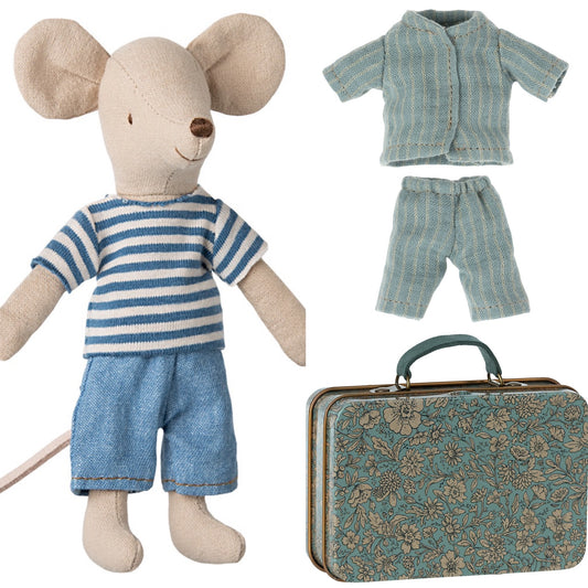 Maileg LouiMax Mouse, Big Brother With Pyjamas & Suitcase Bundle - Worth £39.25