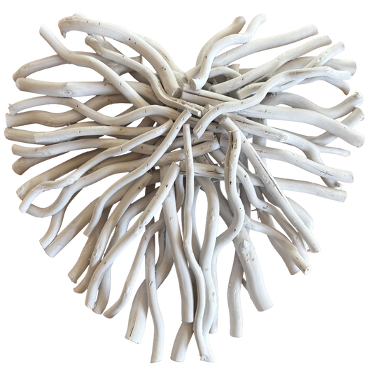 Retreat - Wild White Rustic Wicker Heart
