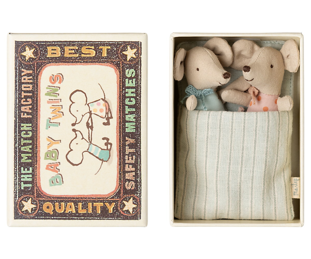 Maileg Twins Baby Mice In Matchbox