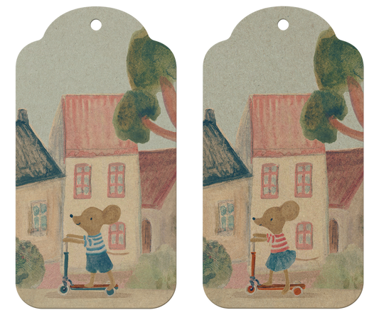 Maileg 12 Gift Tags, Mouse