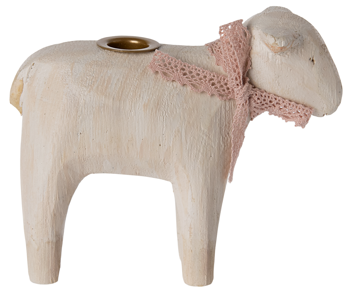 Maileg Candle Holder, Lamb, Rose