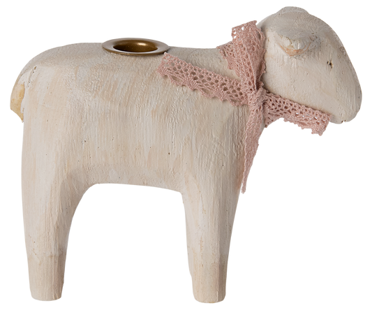 Maileg Candle Holder, Lamb, Rose