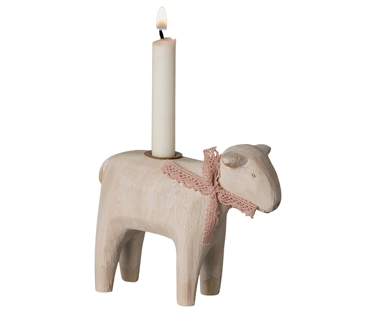 Maileg Candle Holder, Lamb, Rose