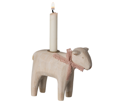 Maileg Candle Holder, Lamb, Rose