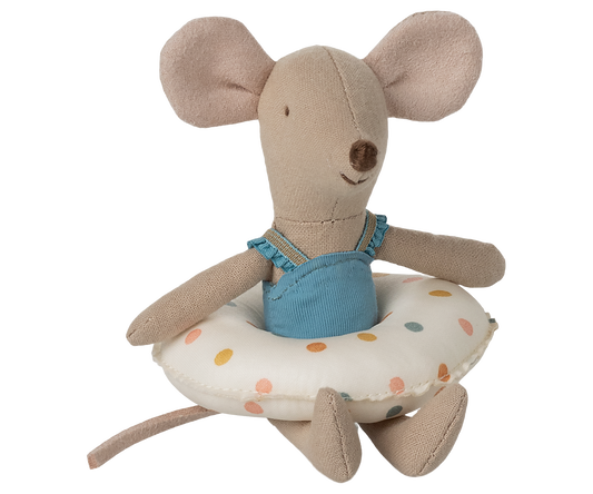 *PRE-ORDER* - Maileg Beach Mouse With Float, Little Sister, Multi Dot - *ESTIMATED ARRIVAL EARLY MAY 2025*