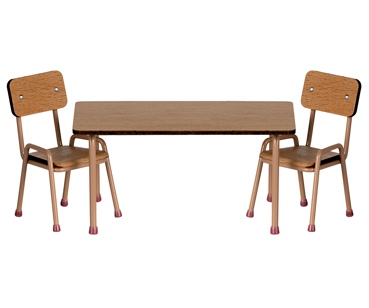 Maileg Table & Chair Set, Mouse, Dark Powder