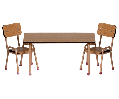 Maileg Table & Chair Set, Mouse, Dark Powder