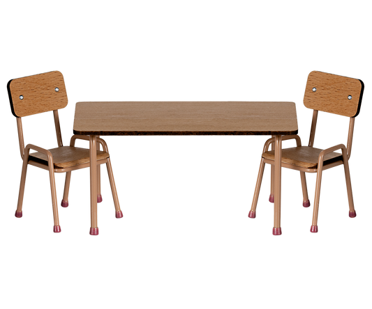 Maileg Table & Chair Set, Mouse, Dark Powder