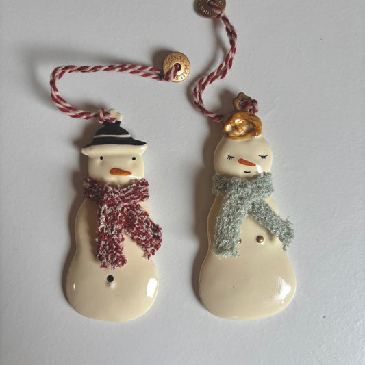 *EX-PROPS, MINOR SCRATCHES & BLEMISHES* - Maileg Snowman Tree Decoration Ornaments - Set Of Two