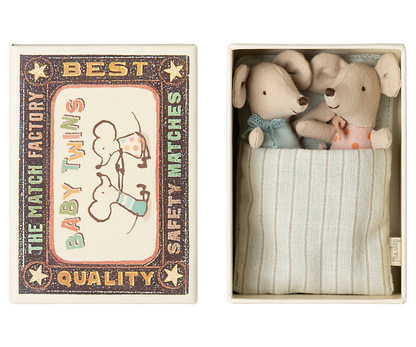 *FREE GIFT WRAPPING* - Maileg Twins, Baby Mice In Matchbox Playroom Set (Yellow) Bundle - Worth £67.50