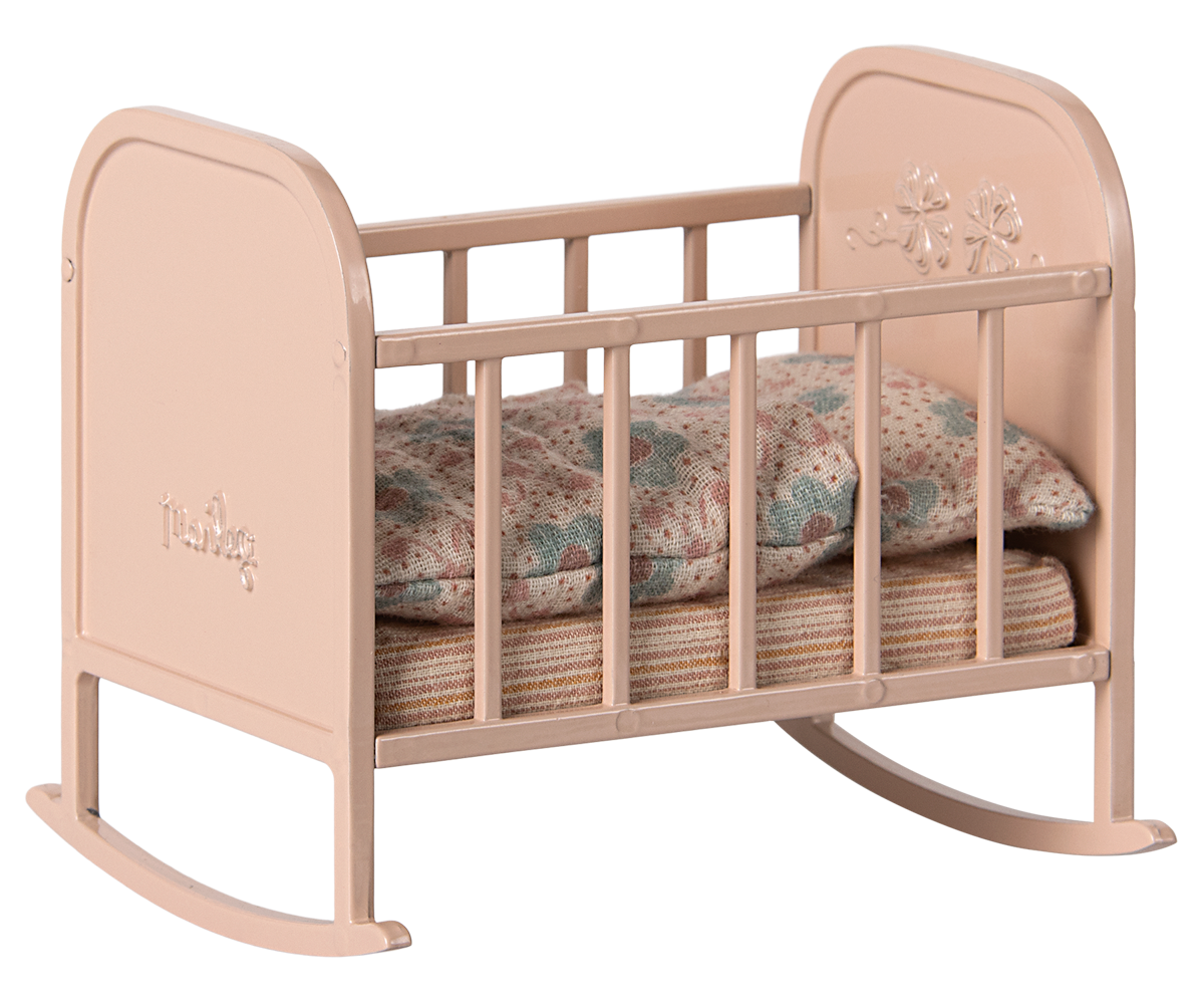 Maileg Twins Baby Mice In Matchbox & Cradle (Rose) Nursery Bundle  - Worth £85.75