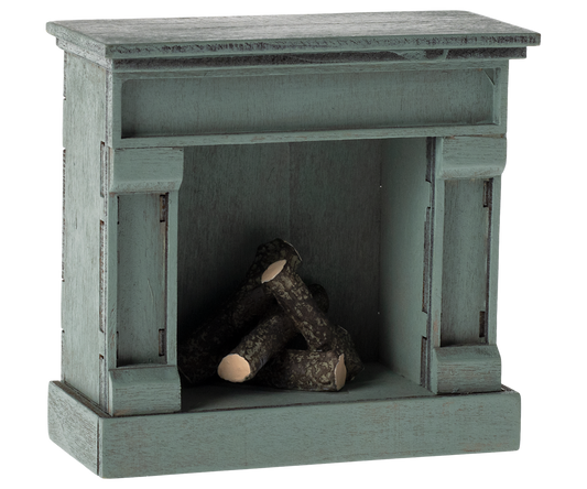 Maileg Fireplace, Vintage Blue (Battery NOT Included)