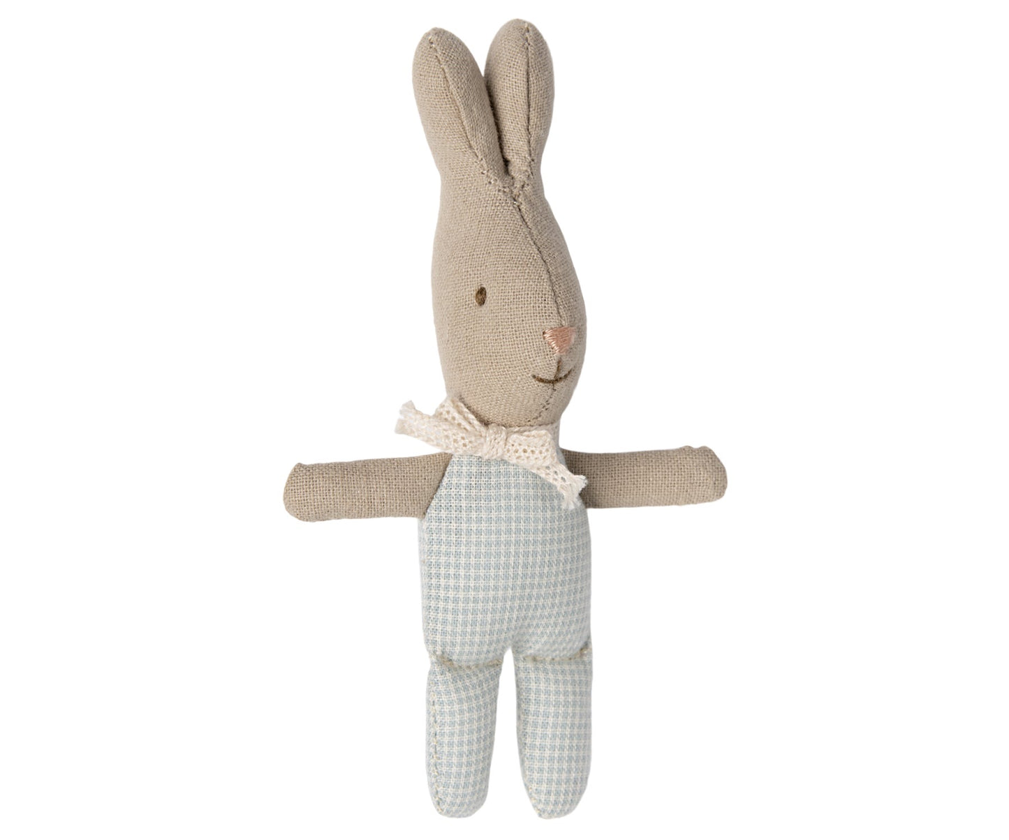 Maileg Rabbit, MY (Light Blue Check) & Cradle (Blue Mint) Nursery Bundle  - Worth £51