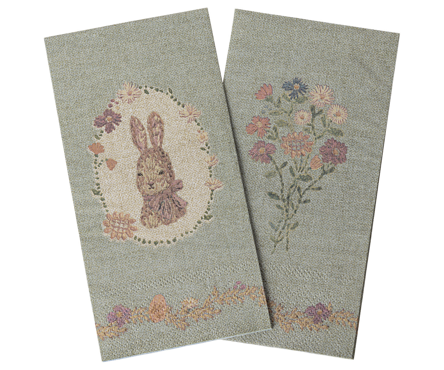 Maileg Napkin, Lapin de Pâques - Green/Rose