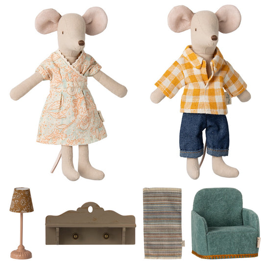 *FREE GIFT WRAPPING* - Maileg Mum & Dad Mouse Lounge Bundle (2 x Chairs, Mint)- Worth £113.75