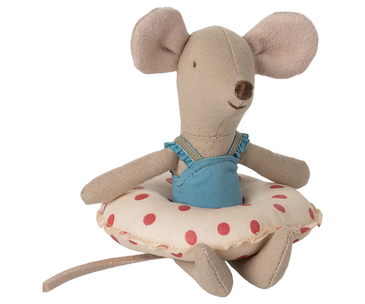 *PRE-ORDER* - Maileg Beach Mouse With Float, Little Sister, Red Dot - *ESTIMATED ARRIVAL EARLY MAY 2025*