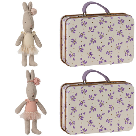 *FREE GIFT WRAPPING* - Maileg Micro Rabbit, Ballet Suit & Skirt & Madeleine Lavender Suitcase Bundle (Options Available: Cream Or Rose Rabbit) Bundle - Worth £24.75