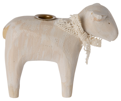 Maileg Candle Holder, Lamb, Off White