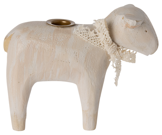 Maileg Candle Holder, Lamb, Off White