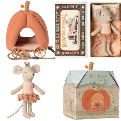 *FREE GIFT WRAPPING* - Maileg Princess Mouse, Little Sister In Matchbox & Pumpkin Carriage Bundle - Worth £67.50